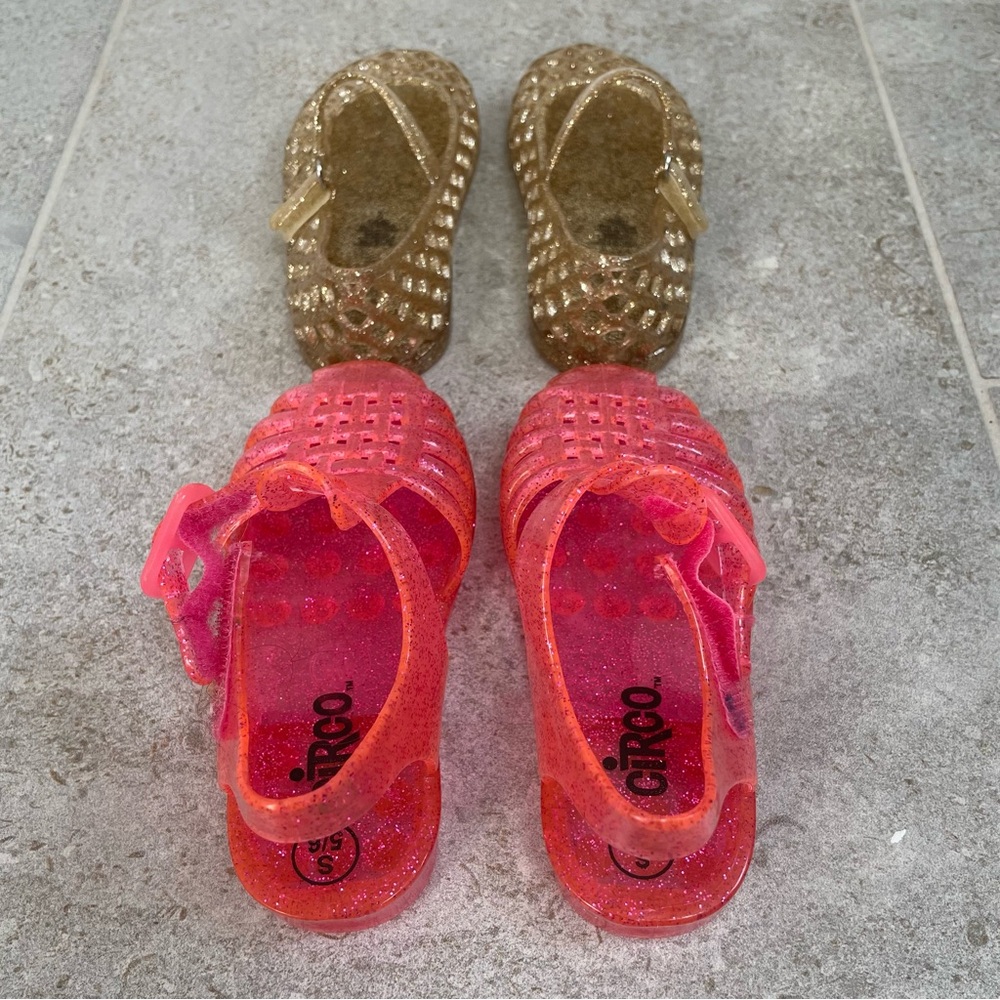 Bundle "jellies" style toddler sandals: pink sparkle + gold sparkle - Picture 5 of 9